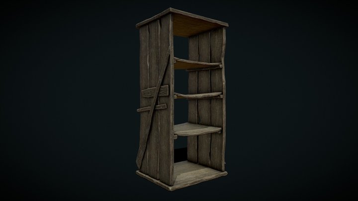 Tall Wooden Medieval Shelf – Gratis 3D-model STL