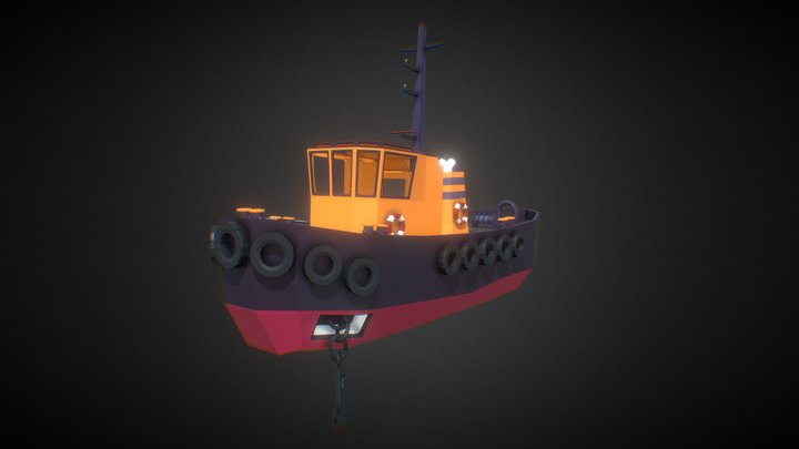 Low Poly Boat 3D Model