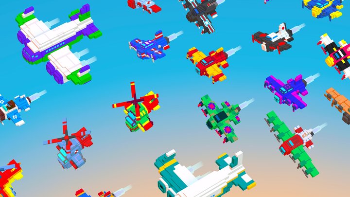 Voxel Aircrafts Pack 3D Model