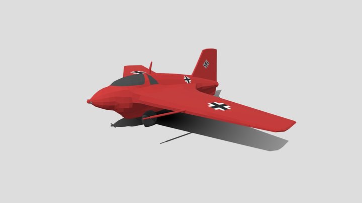 Low Poly Cartoon Messerschmitt Me 163 Komet 3D Model