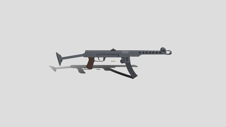 PPS-43 Soviet Submachine Gun Low-poly 3D Model