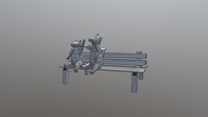 еноты на лавке 3D Model
