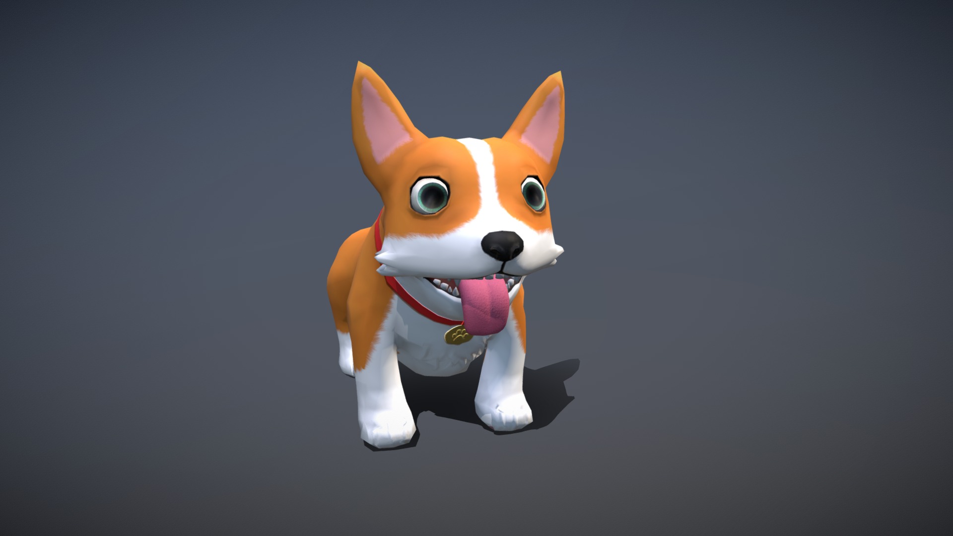 3D model Corgi Cartoon - This is a 3D model of the Corgi Cartoon. The 3D model is about a dog with a cartoon face.