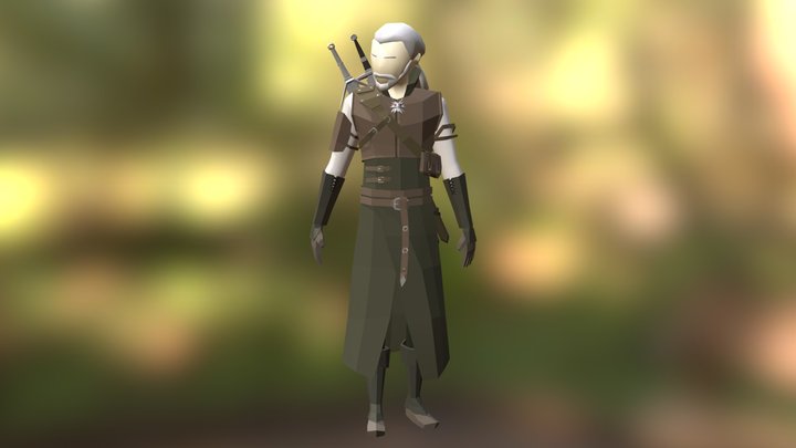 Geralt of Rivia Low Poly 3D Model