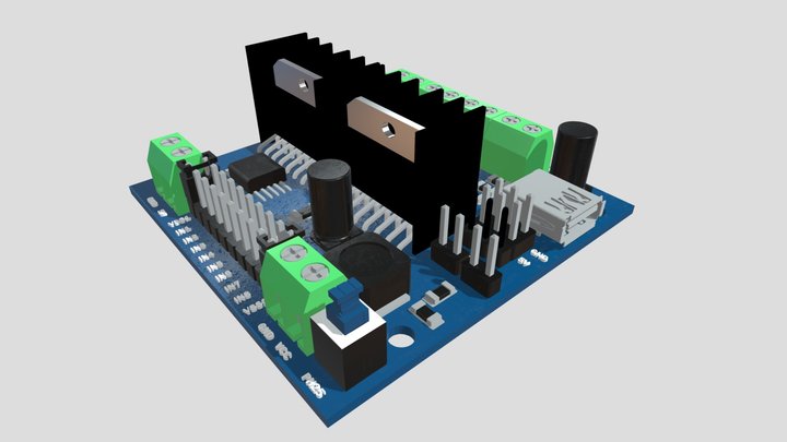 L298N 4 Way Motor Driver Module 3D Model