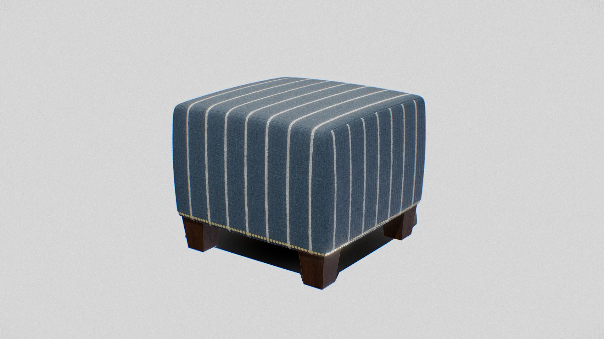 McKenzie Ottoman indigo blue stripe