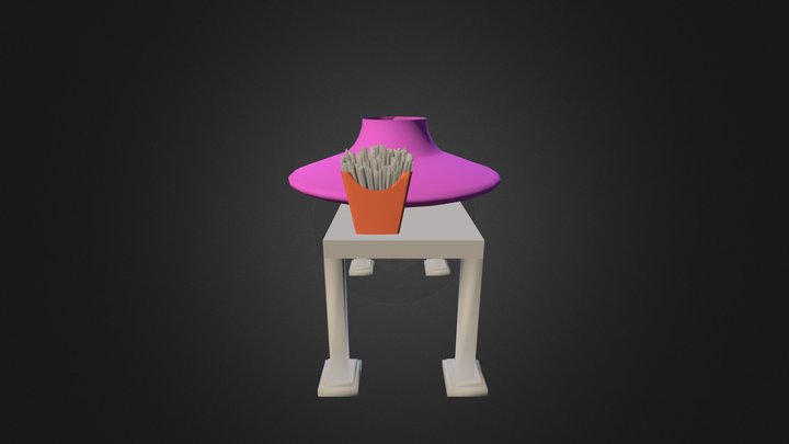 Papas con un ovni en una mesa 3D Model
