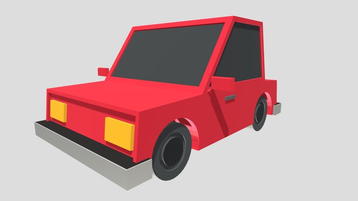 Red low-poly car model, great for games 3D Model
