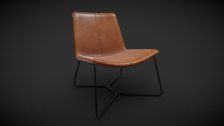 West Elm Slope Leather Lounge Chair 3D Model