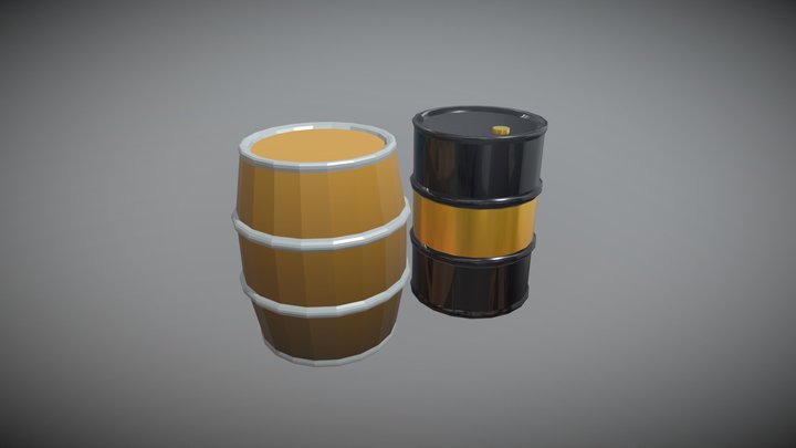 Sample Barrel & Oil Drum 3D Model