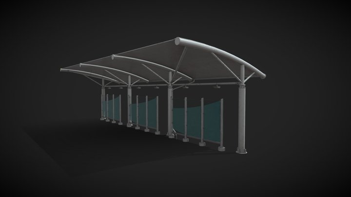 Bus Stop Shelter Large - Realistic SF City Props 3D Model