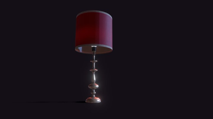 old red table lamp 3D Model