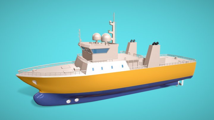 Low Poly Marine Supply Vessel Ship Model 1 3D Model