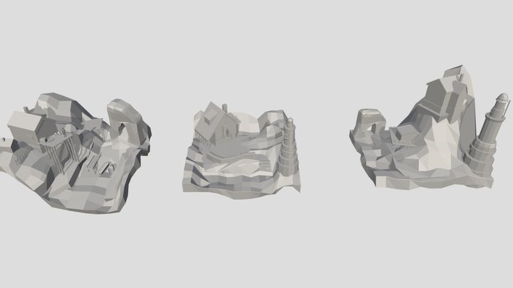By the Ocean - Diorama and House blockouts 3D Model