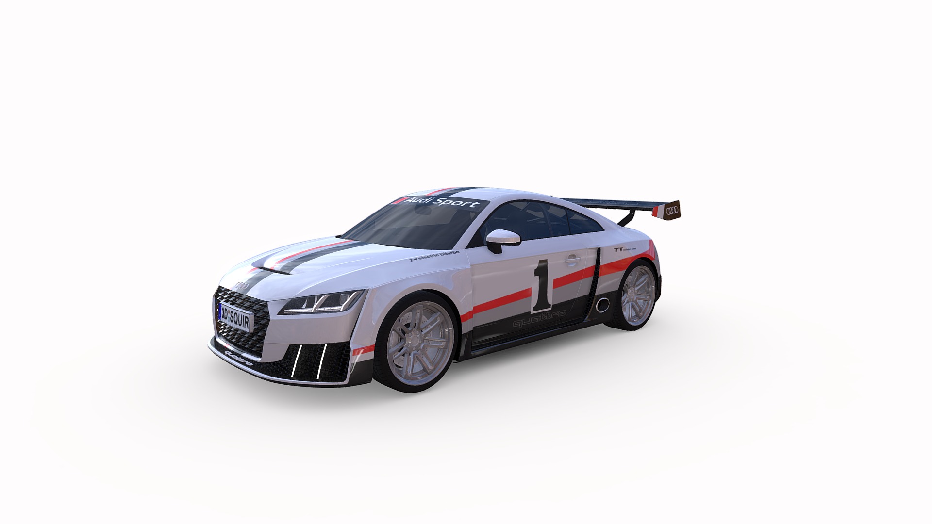 3D model Audi TT RS Clubsport Turbo 2017 - This is a 3D model of the Audi TT RS Clubsport Turbo 2017. The 3D model is about a white car with red stripes.