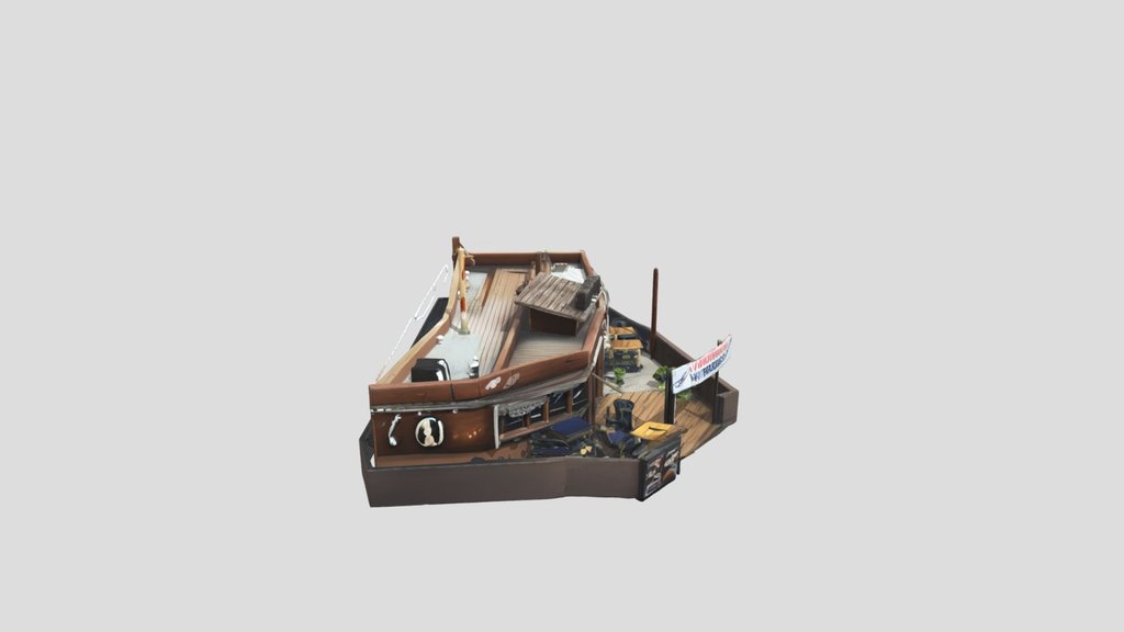 3 Boat Restaurant 3d Model