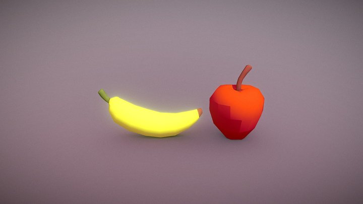 Low Poly Fruits 3D Model