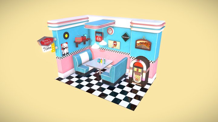 Nancy's Diner Room 3D Model