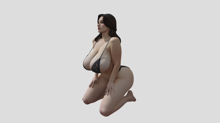 Brunette woman on her knees (FOR SALE on FAB) 3D Model