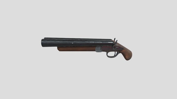 Rusty Double-Barrel Shotgun 3D Model