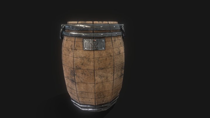 Low-Poly Pirate Barrel Game-Ready 3D Model
