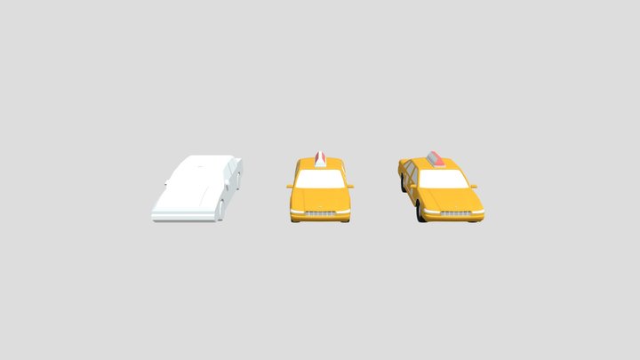 LowPoly Taxi Car Models 3D Model