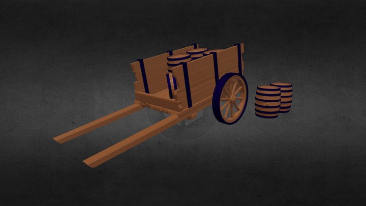 Cart and beer barrels 3D Model