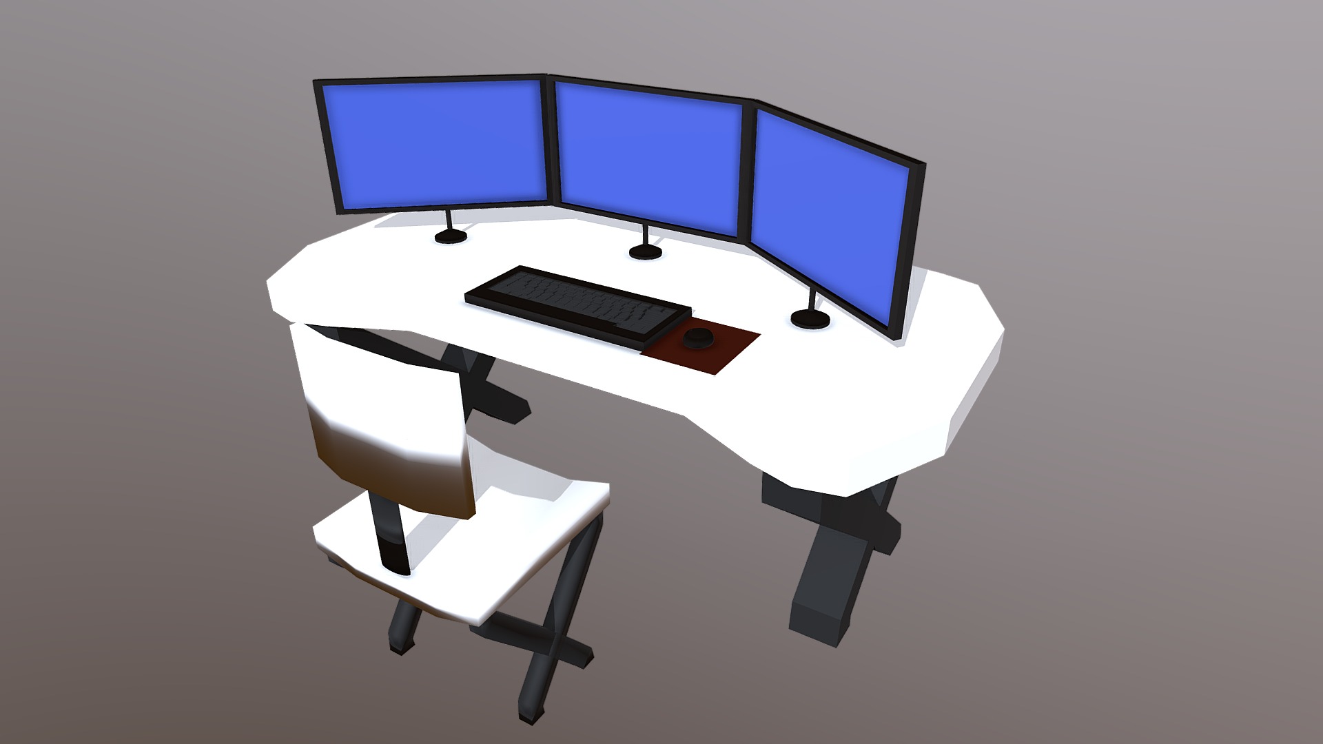 3D model Developer- Workstation 1 - This is a 3D model of the Developer- Workstation 1. The 3D model is about a desk with a computer and chairs.