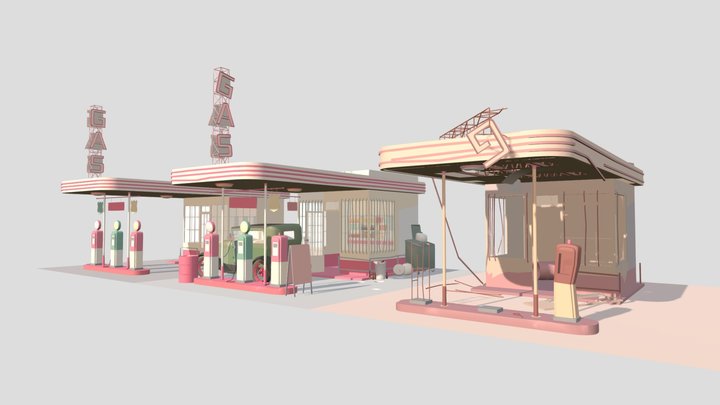 gas stations fixed 3D Model