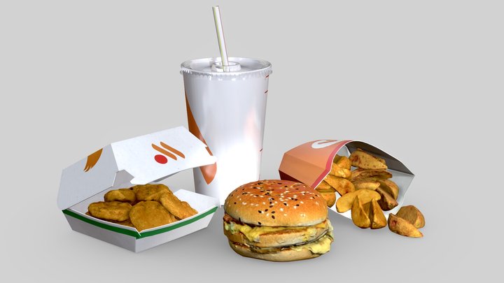 Burger set 3D Model