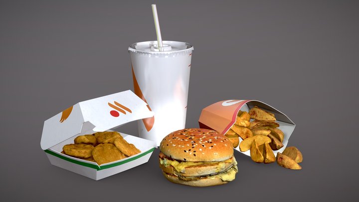Burger set 3D Model