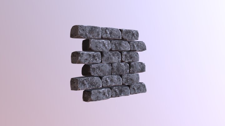 Modular Game-Ready Dungeon Brick Wall - AAA 3D Model