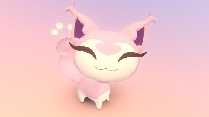 Stylized Skitty 3D Model
