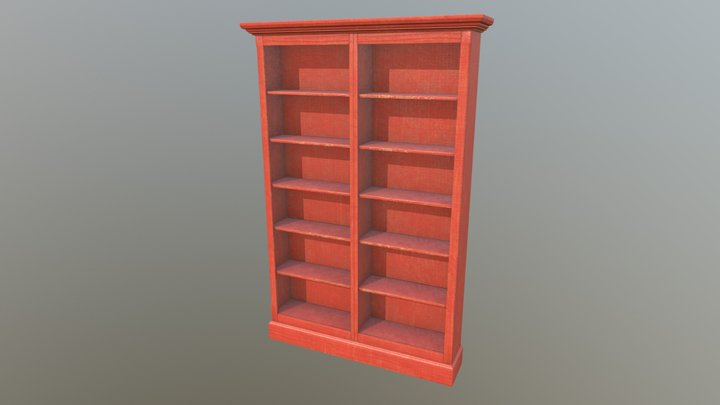 Rustic Bookcase Red 3D Model