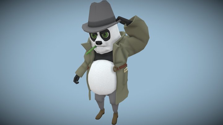 Free Toon Panda Character - Detective 3D Model