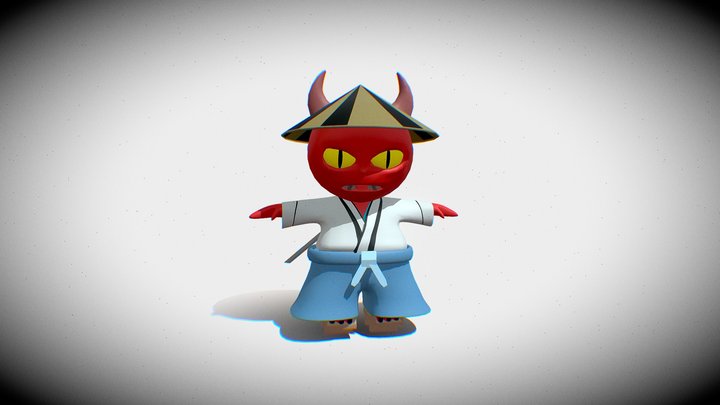 Japanese demon with a katana on his back 3D Model
