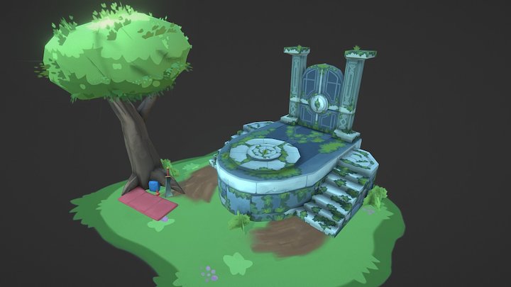 Overgrown entrance - Low Poly 3D Model
