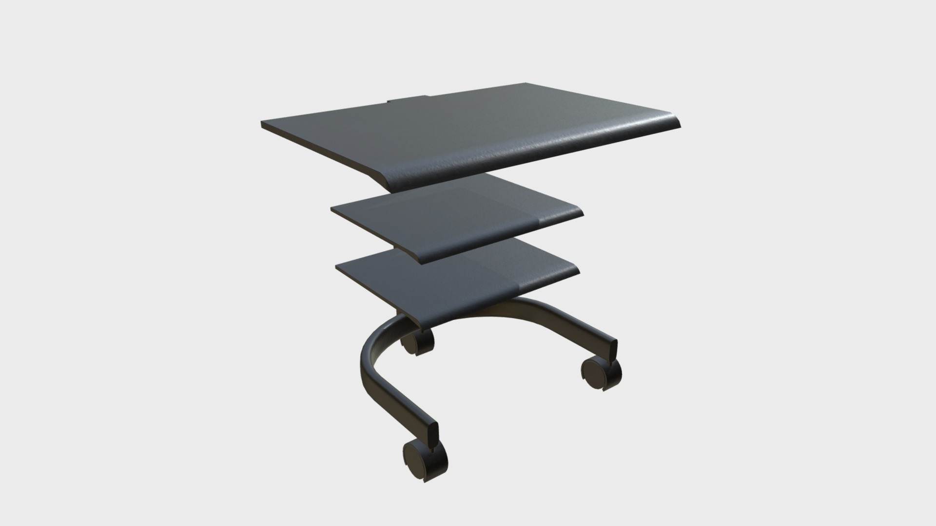 3D model TV Trolley Cart 2 - This is a 3D model of the TV Trolley Cart 2. The 3D model is about a black table with a chair.