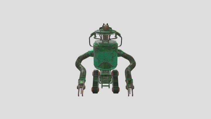 Stylised Mossy Robot 3D Model