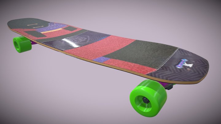Longboard Skate DB37 Keystone Realistic 3D Model