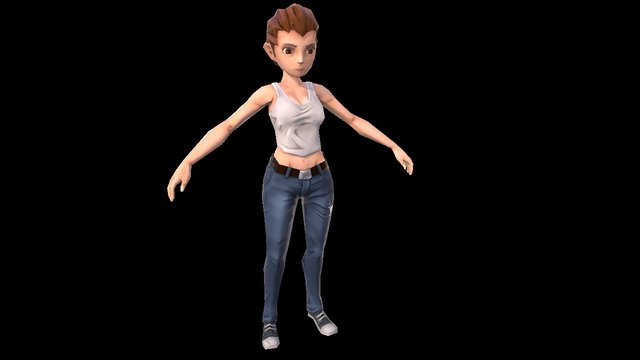 Low polygon female character 3D Model
