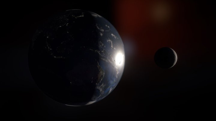 Earth and Moon 3D Model