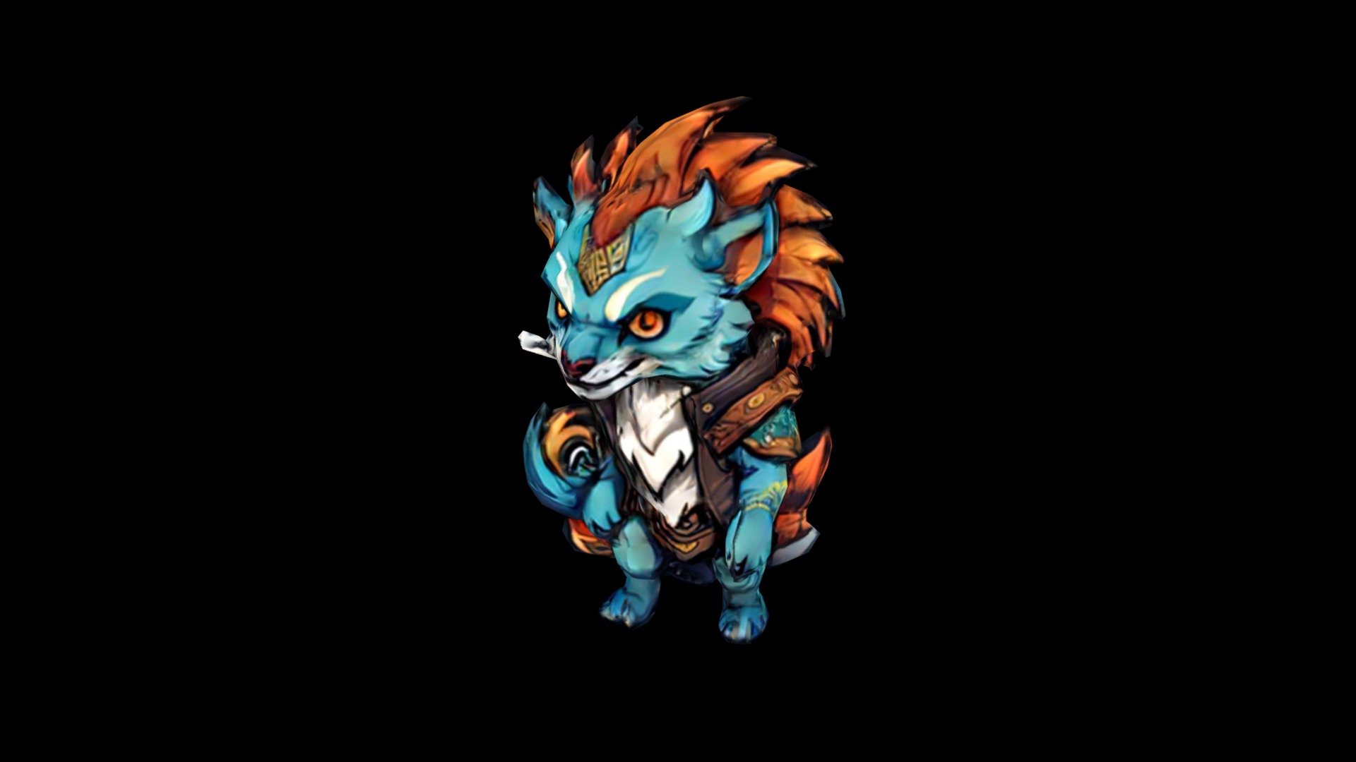 Colorful, animated figure of blue cat in armored - Download Free 3D ...
