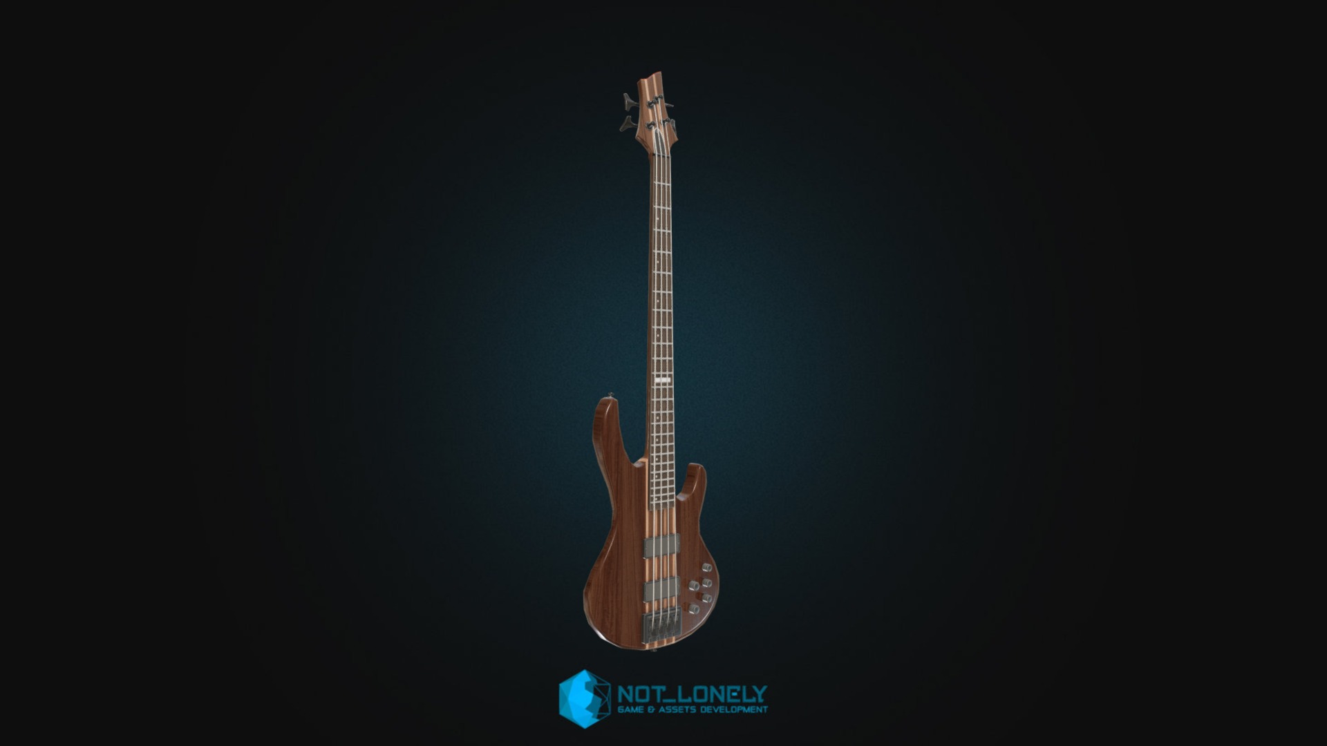 3D model Bass Guitar - This is a 3D model of the Bass Guitar. The 3D model is about a guitar with a black background.
