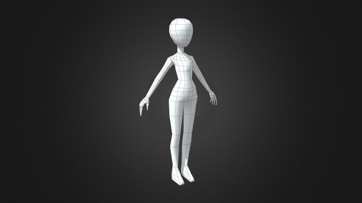 Low Poly Female Base Character 3D Model