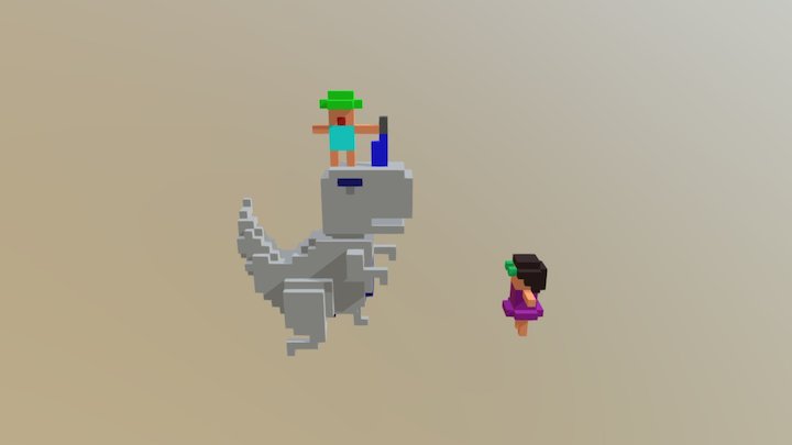 T- Rex Attack 3D Model