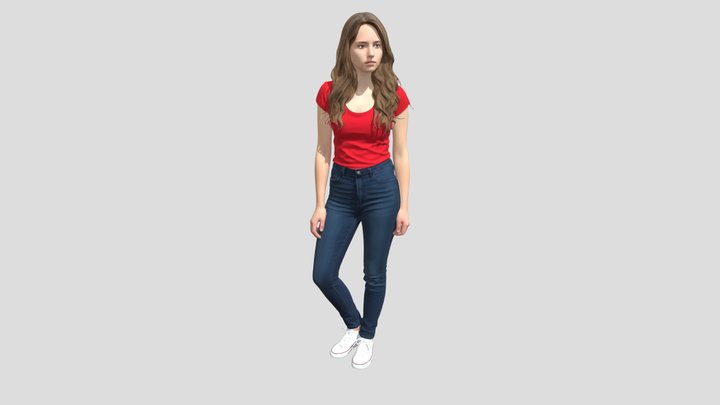 Casual Portrait in a Red T-Shirt – Modello 3D gratuito STL