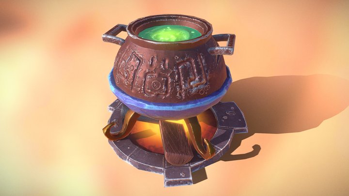 Magic Cauldron lowpoly 3D Model