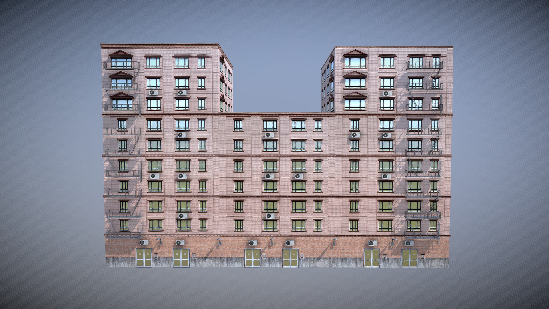 3D model Modern Building 9. - This is a 3D model of the Modern Building 9.. The 3D model is about a tall building with many windows.
