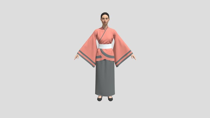 广袖襦裙 3D Model